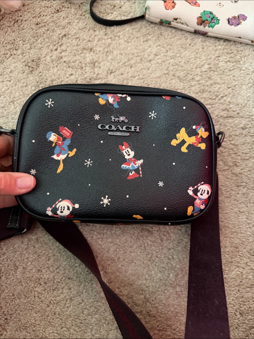 Coach Black Leather Crossbody with Colorful Disney Characters